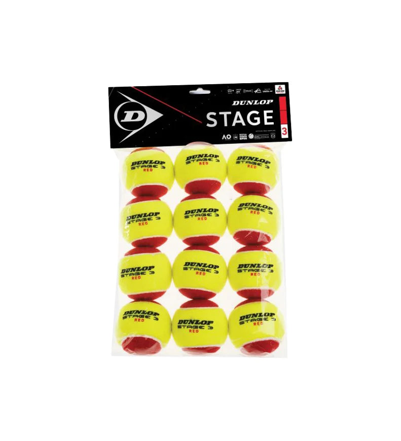 Dunlop Stage 3 Balls (red ball) 12 pack