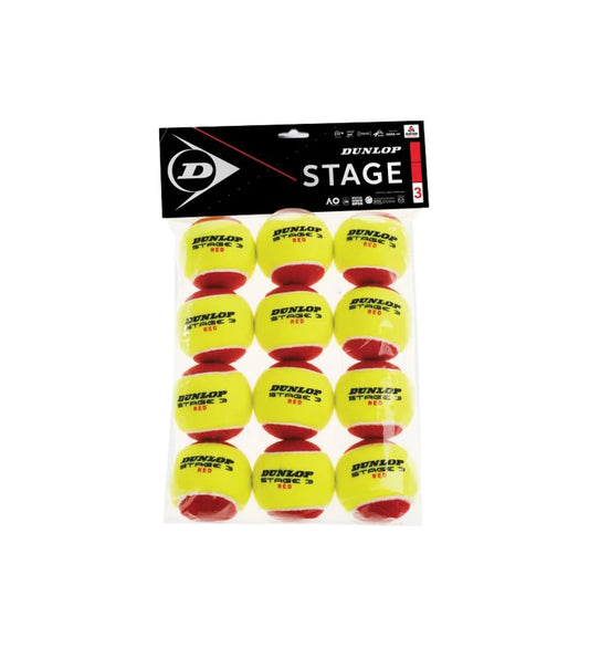 Dunlop Stage 3 Balls (red ball) 12 pack